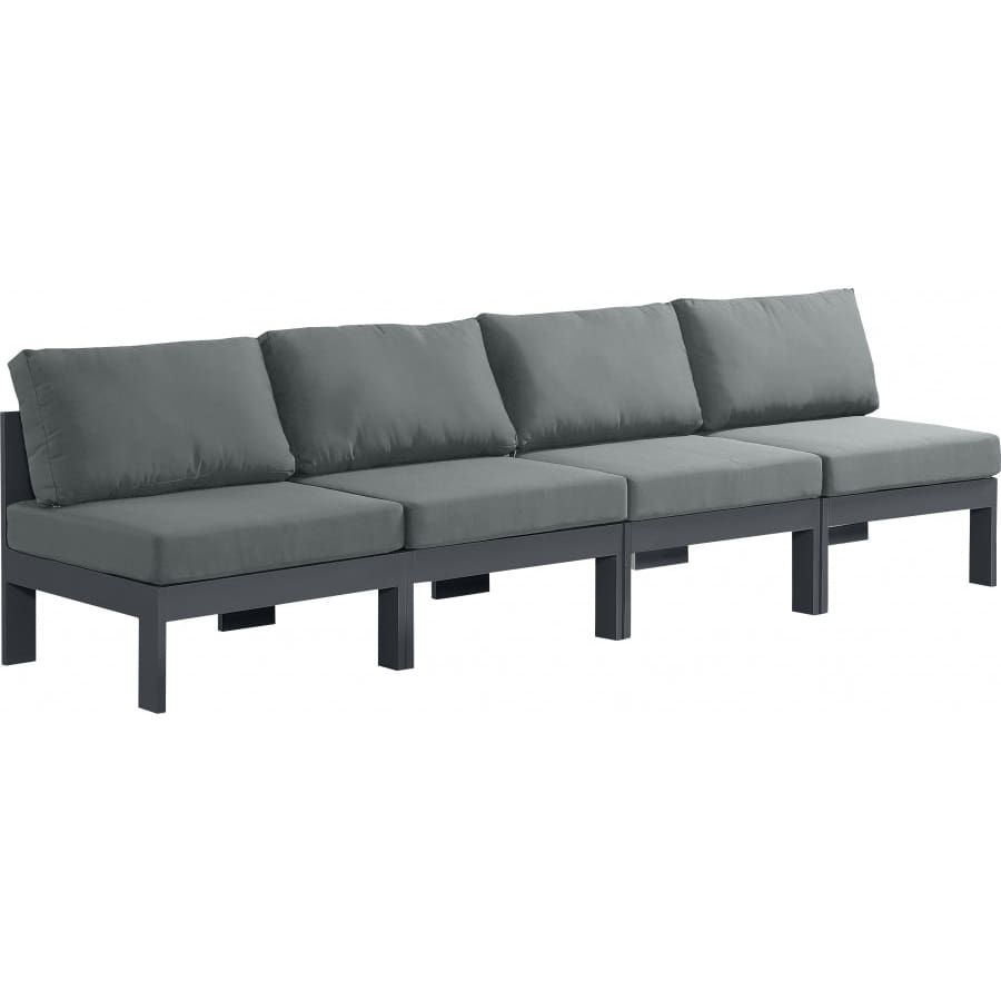 Meridian Furniture Nizuc Outdoor Patio Grey Aluminum Modular Sofa S120B - Grey - Outdoor Furniture