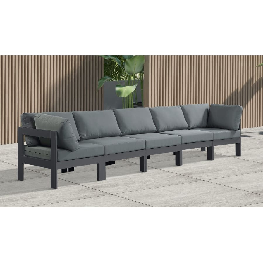 Meridian Furniture Nizuc Outdoor Patio Grey Aluminum Modular Sofa S150A - Outdoor Furniture