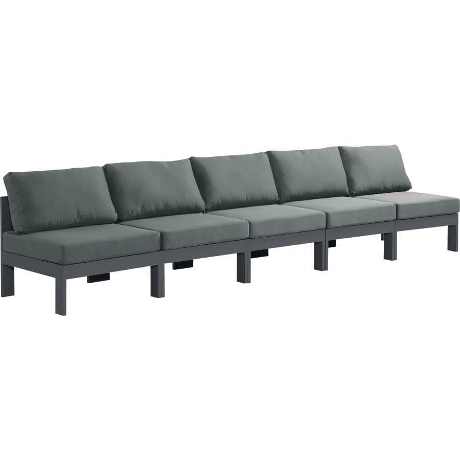 Meridian Furniture Nizuc Outdoor Patio Grey Aluminum Modular Sofa S150B - Grey - Outdoor Furniture
