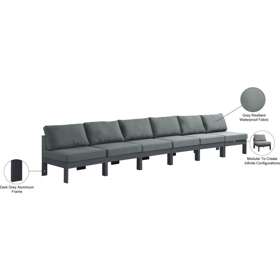 Meridian Furniture Nizuc Outdoor Patio Grey Aluminum Modular Sofa S180B - Outdoor Furniture