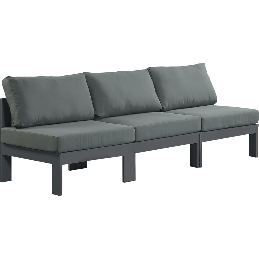 Meridian Furniture Nizuc Outdoor Patio Grey Aluminum Modular Sofa S90B - Grey - Outdoor Furniture