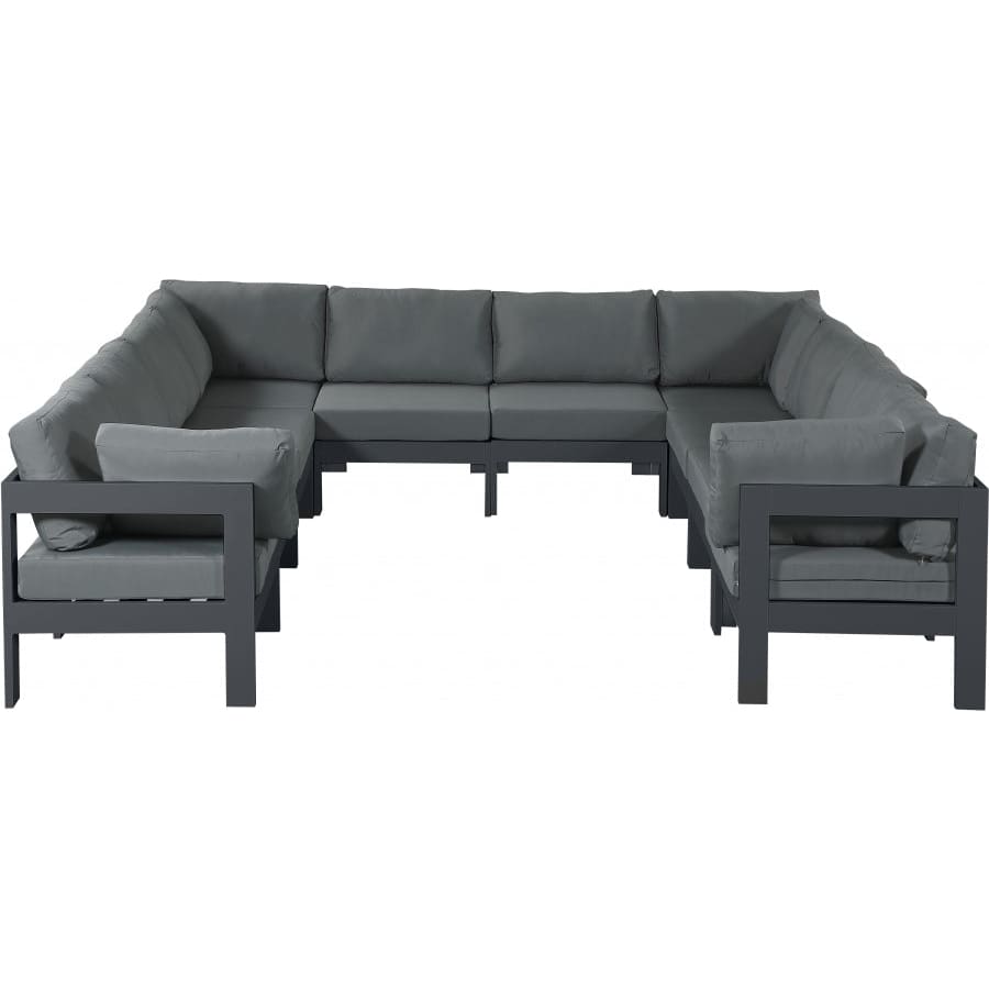 Meridian Furniture Nizuc Outdoor Patio Grey Aluminum Modular Sectional 10B - Grey - Outdoor Furniture