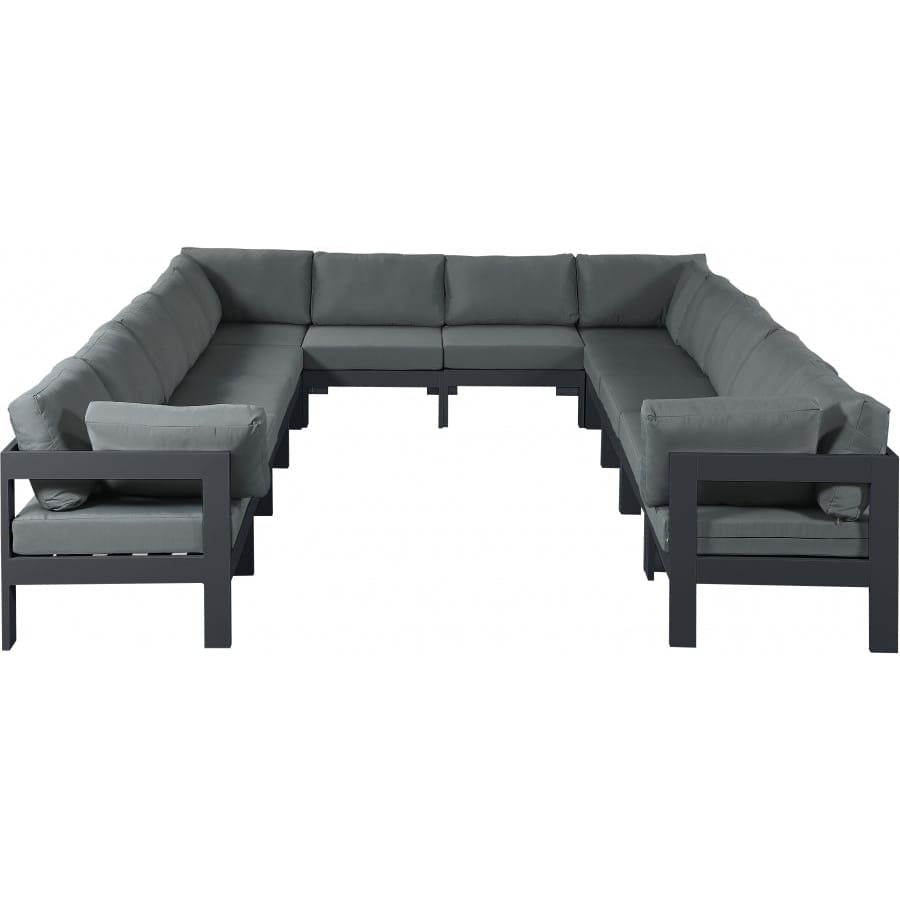 Meridian Furniture Nizuc Outdoor Patio Grey Aluminum Modular Sectional 12A - Grey - Outdoor Furniture