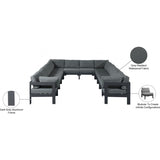 Meridian Furniture Nizuc Outdoor Patio Grey Aluminum Modular Sectional 12A - Outdoor Furniture