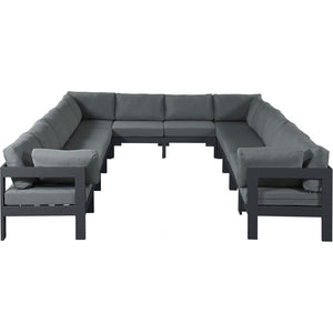 Meridian Furniture Nizuc Outdoor Patio Grey Aluminum Modular Sectional 12A - White - Outdoor Furniture