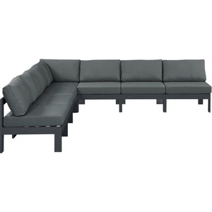 Meridian Furniture Nizuc Outdoor Patio Grey Aluminum Modular Sectional 7A - Outdoor Furniture