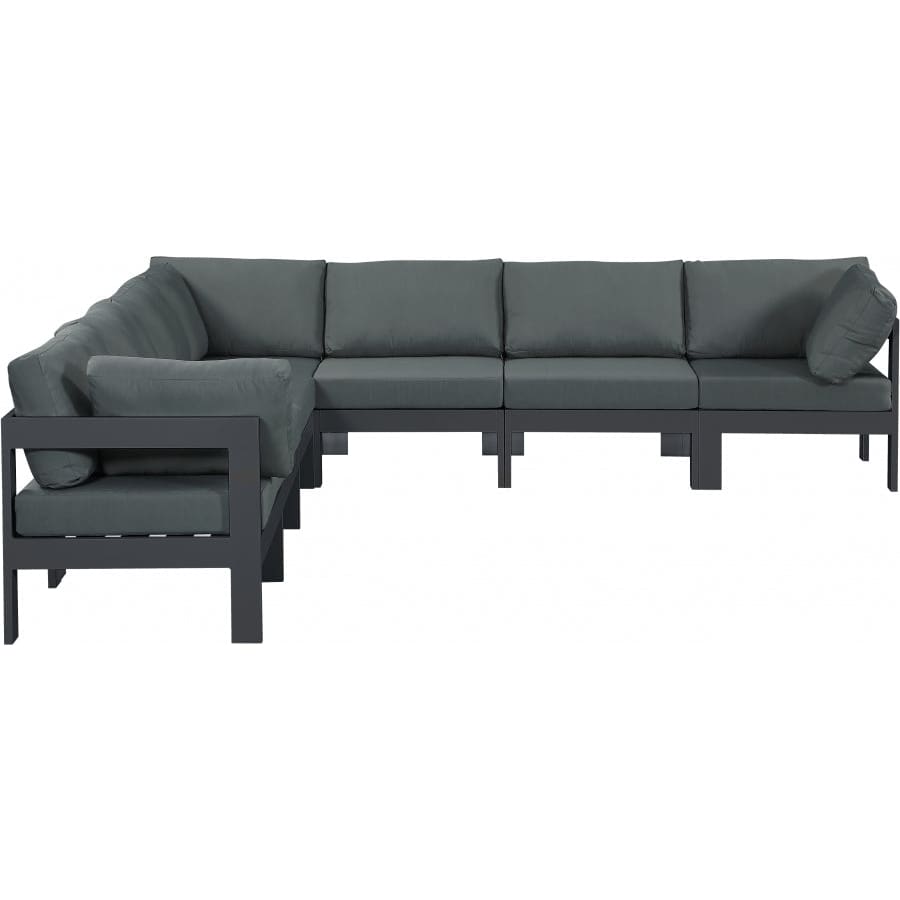 Meridian Furniture Nizuc Outdoor Patio Grey Aluminum Modular Sectional 7B - Grey - Outdoor Furniture