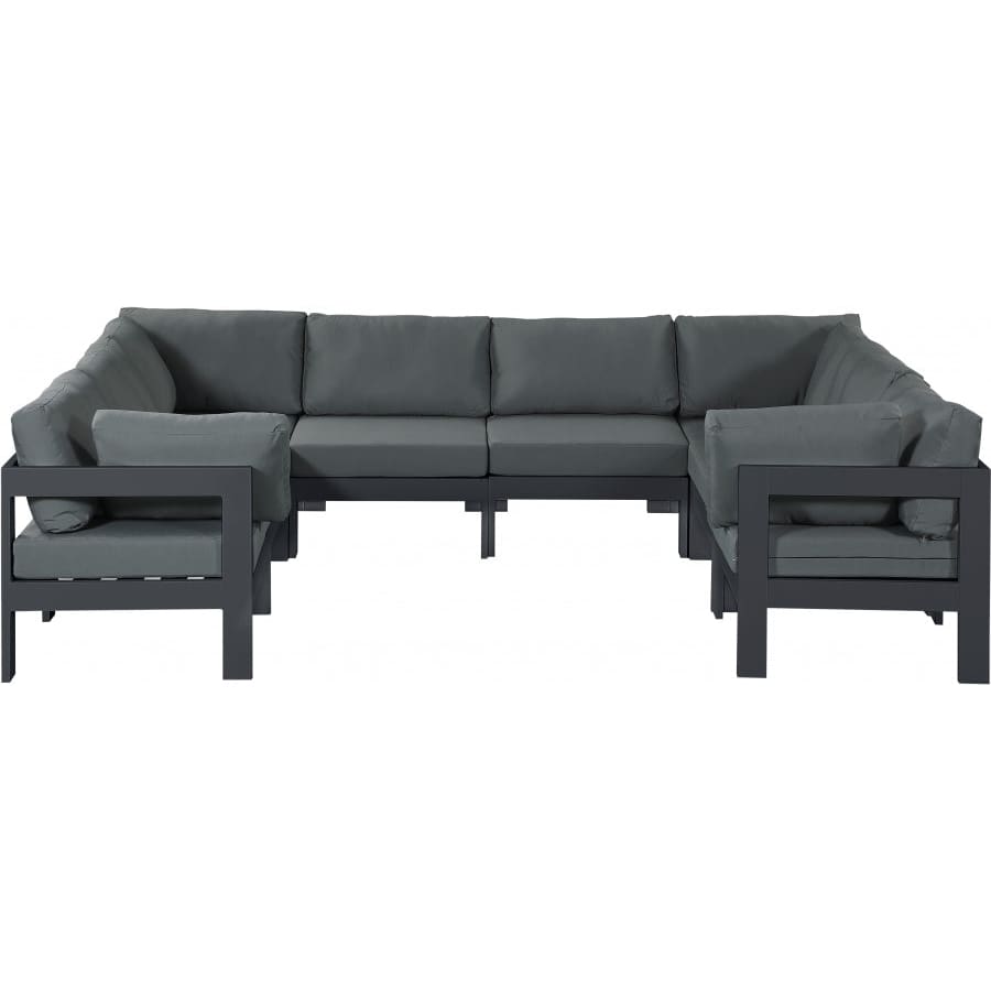 Meridian Furniture Nizuc Outdoor Patio Grey Aluminum Modular Sectional 8B - Grey - Outdoor Furniture