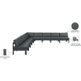 Meridian Furniture Nizuc Outdoor Patio Grey Aluminum Modular Sectional 9A - Outdoor Furniture