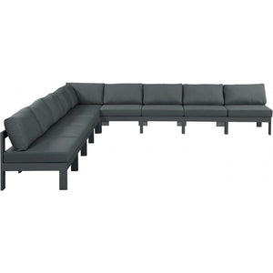 Meridian Furniture Nizuc Outdoor Patio Grey Aluminum Modular Sectional 9A - Outdoor Furniture