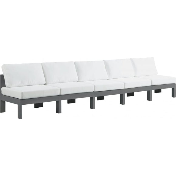 Meridian Furniture Nizuc Outdoor Patio Grey Aluminum Modular Sofa S150B - White - Outdoor Furniture