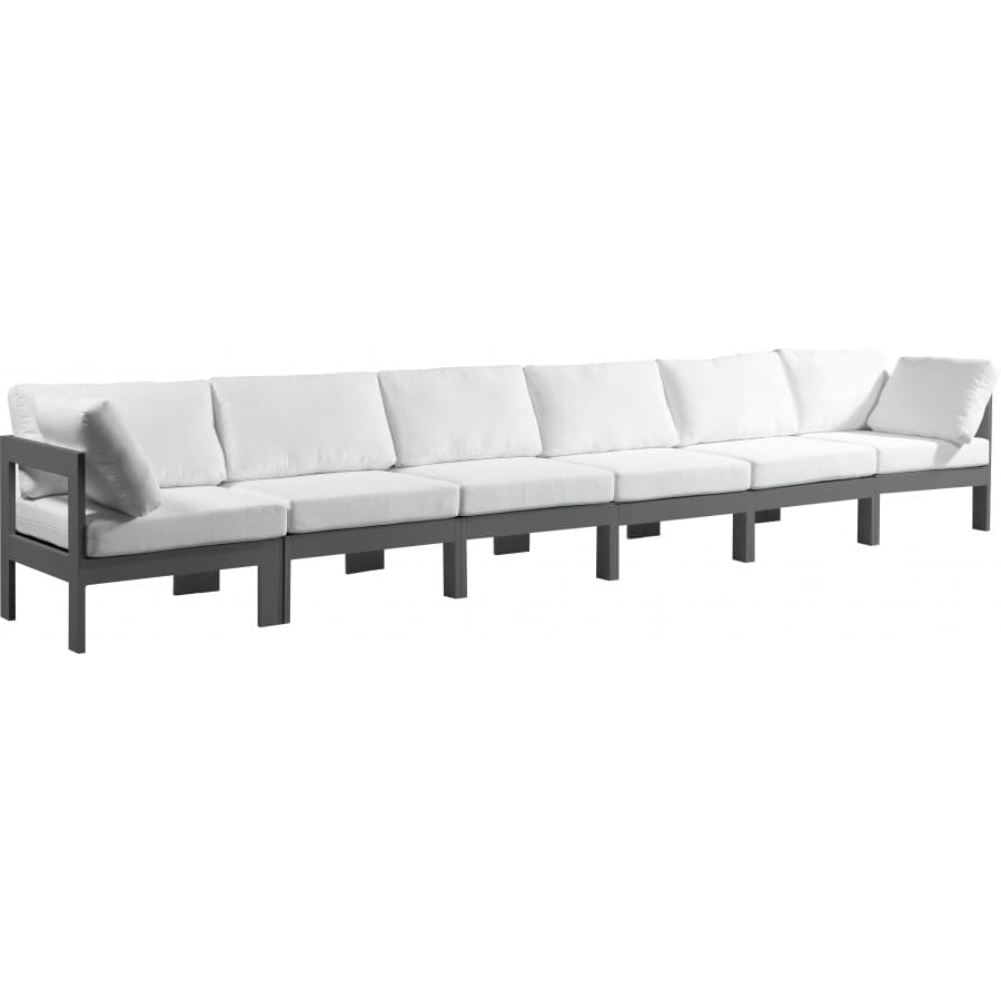 Meridian Furniture Nizuc Outdoor Patio Grey Aluminum Modular Sofa S180A - White - Outdoor Furniture