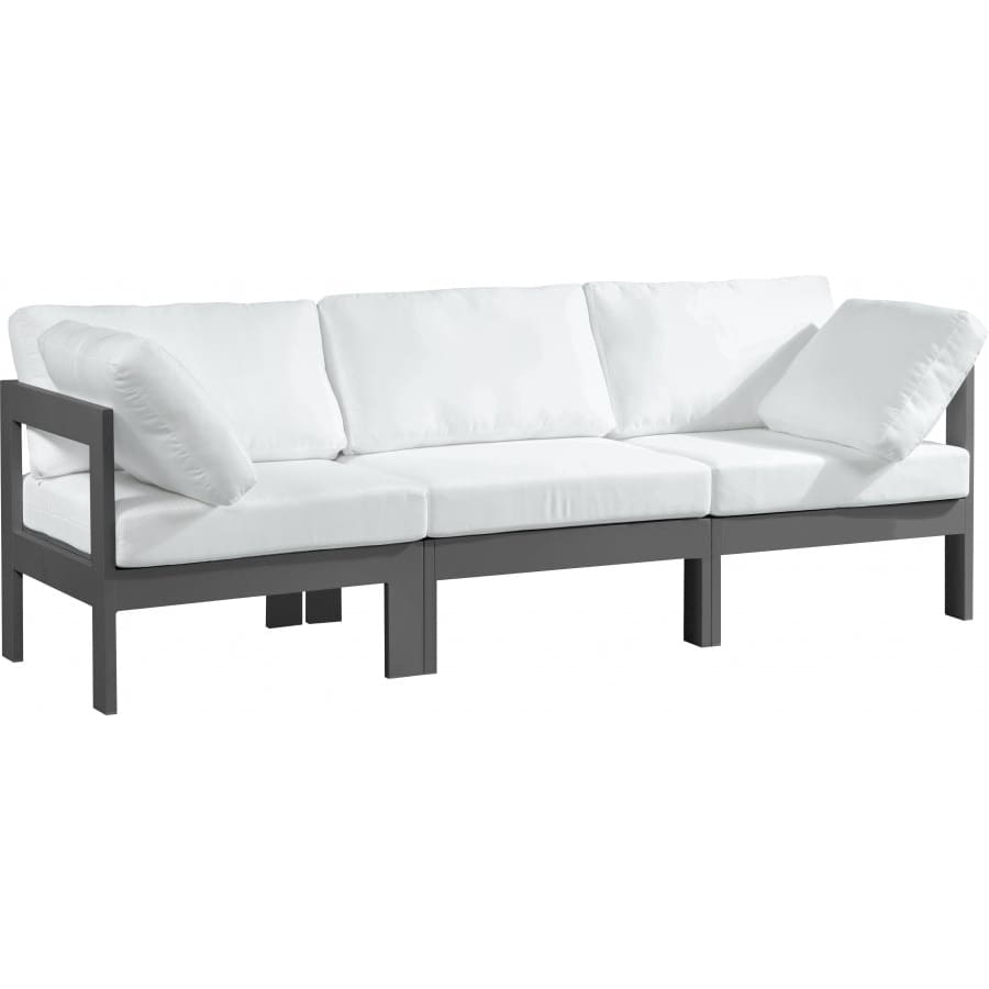 Meridian Furniture Nizuc Outdoor Patio Grey Aluminum Modular Sofa S90A - White - Outdoor Furniture
