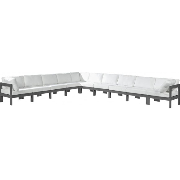 Meridian Furniture Nizuc Outdoor Patio Grey Aluminum Modular Sectional 10A - Outdoor Furniture
