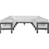 Meridian Furniture Nizuc Outdoor Patio Grey Aluminum Modular Sectional 10B - White - Outdoor Furniture