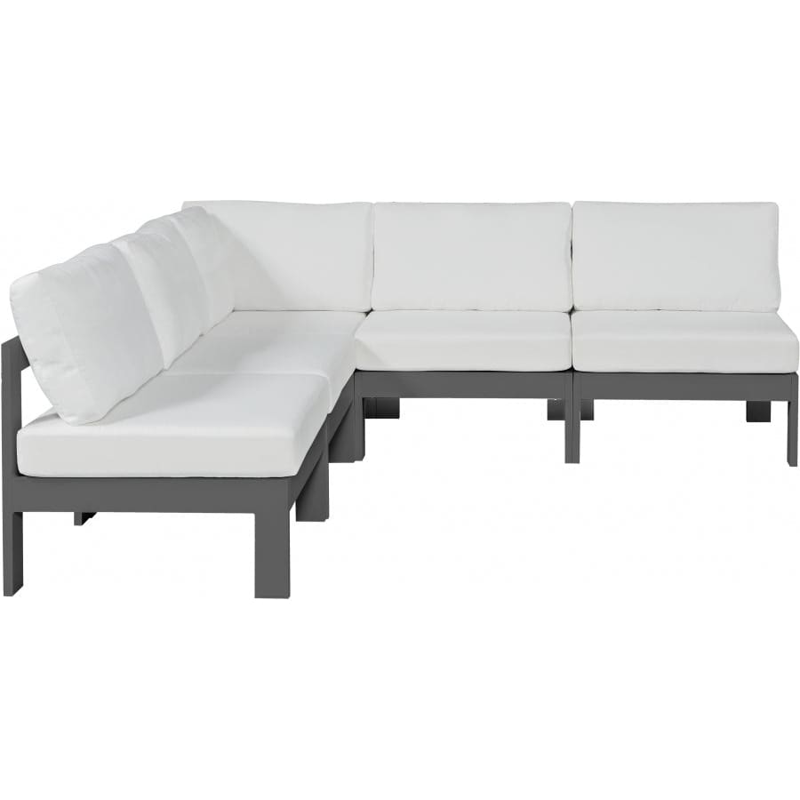 Meridian Furniture Nizuc Outdoor Patio Aluminum Modular Sectional 5A - White - Outdoor Furniture