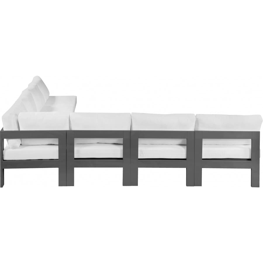 Meridian Furniture Nizuc Outdoor Patio Grey Aluminum Modular Sectional 7A - Outdoor Furniture