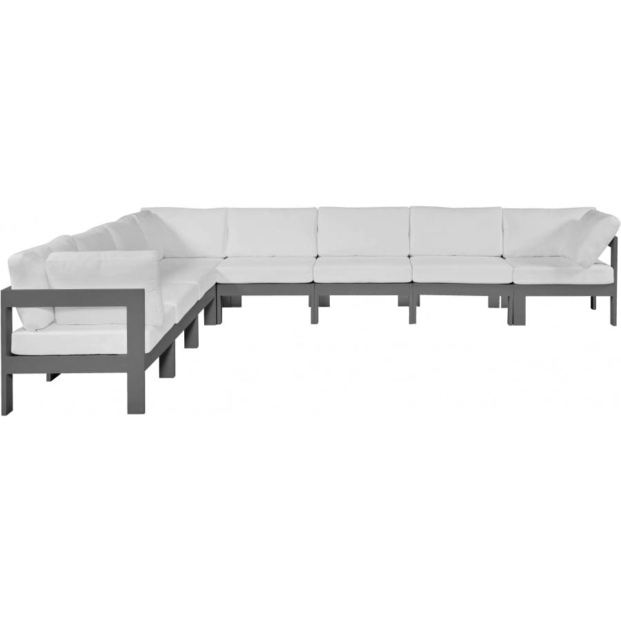 Meridian Furniture Nizuc Outdoor Patio Aluminum Modular Sectional 8A - White - Outdoor Furniture