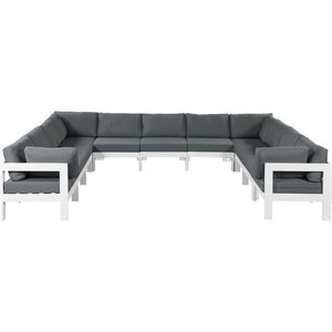 Meridian Furniture Nizuc Outdoor Patio White Aluminum Modular Sectional 11A - White - Outdoor Furniture