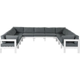 Meridian Furniture Nizuc Outdoor Patio White Aluminum Modular Sectional 11A - Grey - Outdoor Furniture