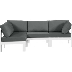 Meridian Furniture Nizuc Outdoor Patio White Aluminum Modular Sectional 4C - White - Outdoor Furniture