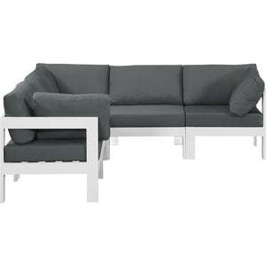 Meridian Furniture Nizuc Outdoor Patio White Aluminum Modular Sectional 5B - White - Outdoor Furniture