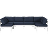 Meridian Furniture Nizuc Outdoor Patio White Aluminum Modular Sectional 6B - Navy - Outdoor Furniture