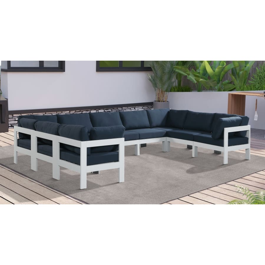 Meridian Furniture Nizuc Outdoor Patio Aluminum Modular Sectional 9C - Outdoor Furniture