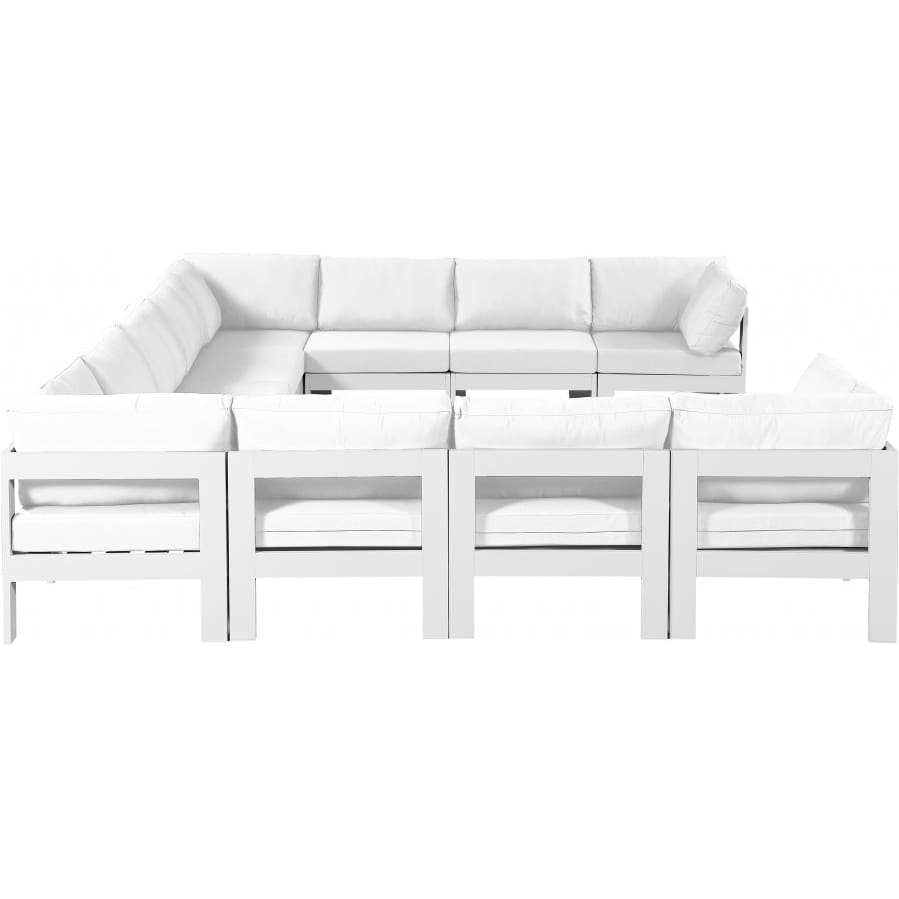 Meridian Furniture Nizuc Outdoor Patio White Aluminum Modular Sectional 11A - Outdoor Furniture