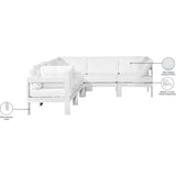 Meridian Furniture Nizuc Outdoor Patio White Aluminum Modular Sectional 5B - Outdoor Furniture
