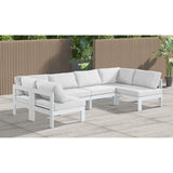 Meridian Furniture Nizuc Outdoor Patio White Aluminum Modular Sectional 6B - Outdoor Furniture