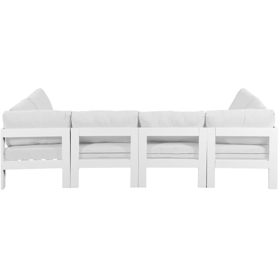 Meridian Furniture Nizuc Outdoor Patio White Aluminum Modular Sectional 6B - Outdoor Furniture