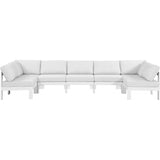 Meridian Furniture Nizuc Outdoor Patio White Aluminum Modular Sectional 7C - White - Outdoor Furniture