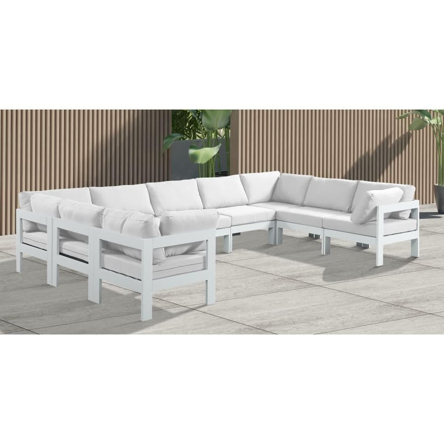 Meridian Furniture Nizuc Outdoor Patio Aluminum Modular Sectional 9C - Outdoor Furniture