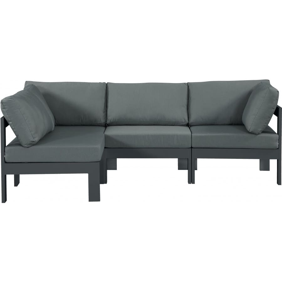 Meridian Furniture Nizuc Outdoor Patio Grey Aluminum Modular Sectional 4A - White - Outdoor Furniture