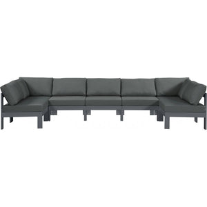 Meridian Furniture Nizuc Outdoor Patio Grey Aluminum Modular Sectional 7C - White - Outdoor Furniture