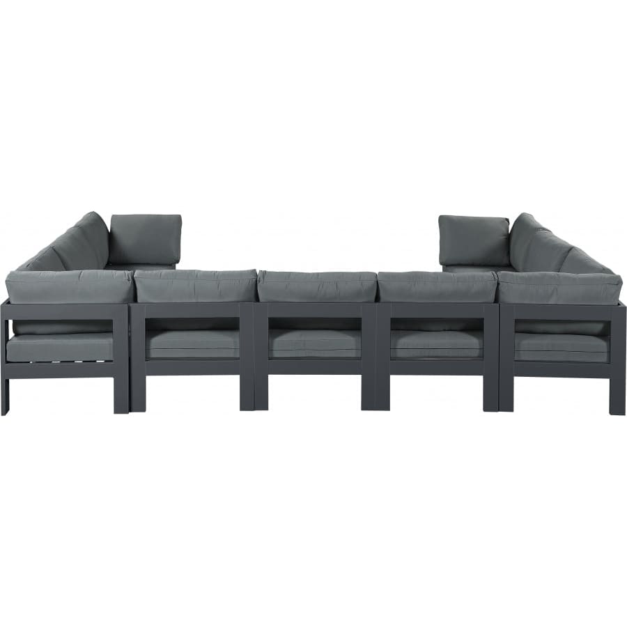 Meridian Furniture Nizuc Outdoor Patio Grey Aluminum Modular Sectional 9C - Outdoor Furniture