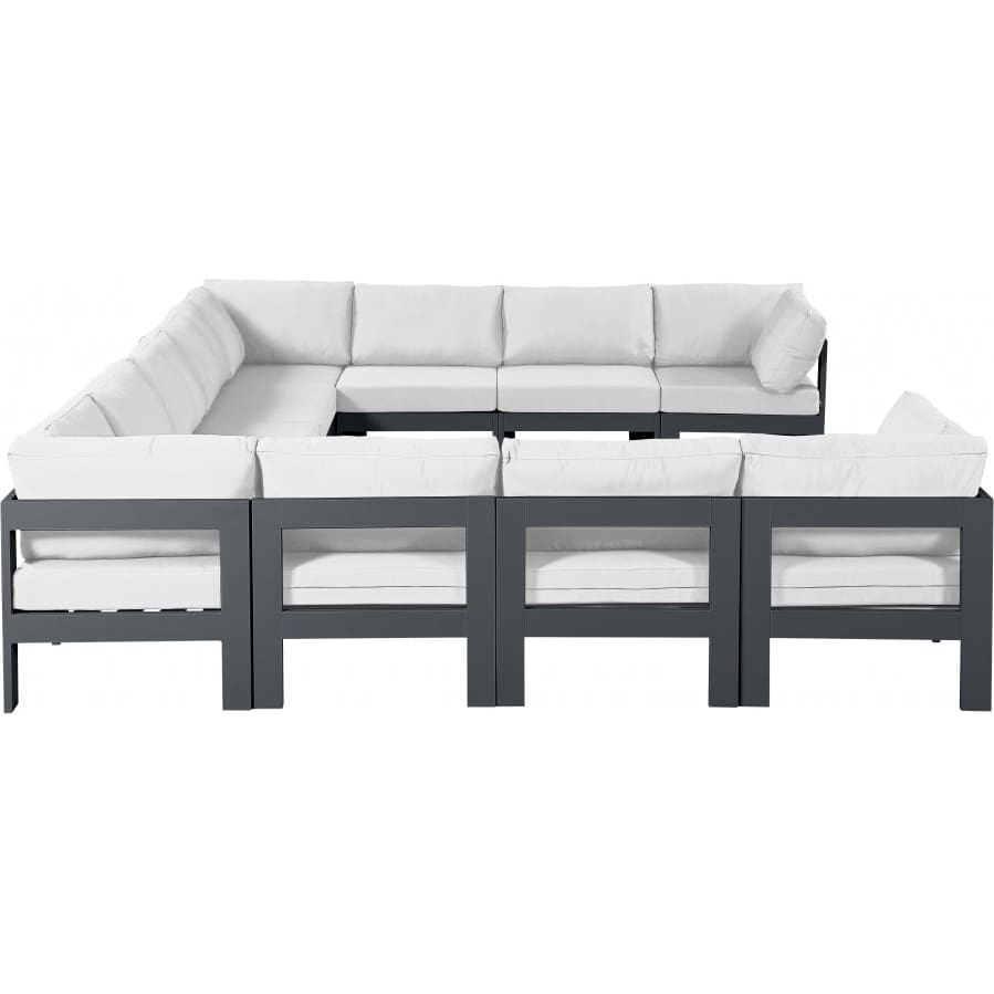 Meridian Furniture Nizuc Outdoor Patio Grey Aluminum Modular Sectional 11A - Outdoor Furniture
