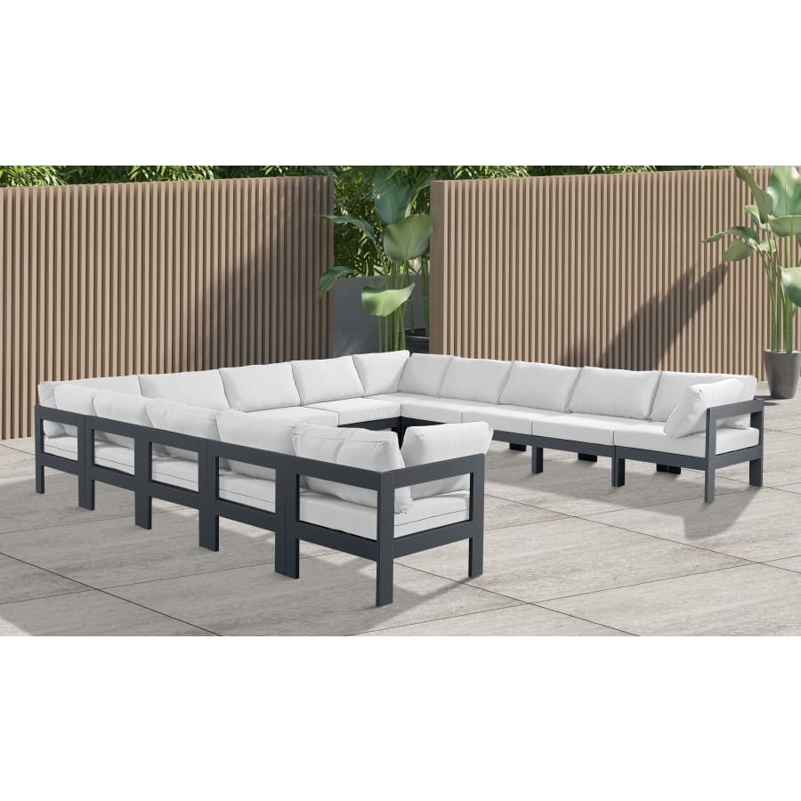Meridian Furniture Nizuc Outdoor Patio Grey Aluminum Modular Sectional - Outdoor Furniture
