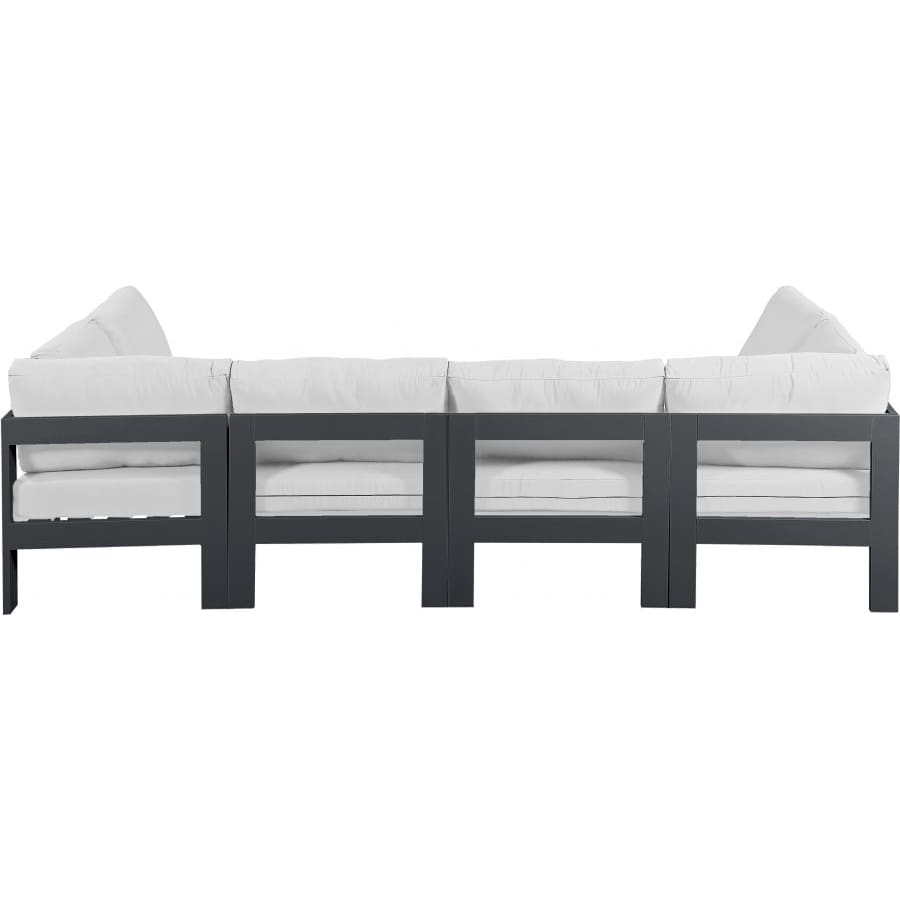 Meridian Furniture Nizuc Outdoor Patio Grey Aluminum Modular Sectional 6B - Outdoor Furniture
