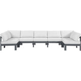 Meridian Furniture Nizuc Outdoor Patio Grey Aluminum Modular Sectional 7C - White - Outdoor Furniture