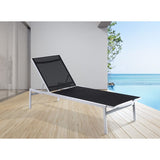Meridian Furniture Santorini Outdoor Patio Chaise Lounge Chair - White Frame - Outdoor Furniture