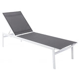 Meridian Furniture Santorini Outdoor Patio Chaise Lounge Chair - White Frame - Grey - Outdoor Furniture