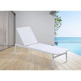 Meridian Furniture Santorini Outdoor Patio Chaise Lounge Chair - White Frame - Outdoor Furniture