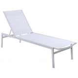 Meridian Furniture Santorini Outdoor Patio Chaise Lounge Chair - White Frame - White - Outdoor Furniture