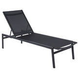 Meridian Furniture Santorini Outdoor Patio Chaise Lounge Chair - Grey Frame - Black - Outdoor Furniture