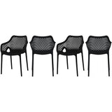 Meridian Furniture Mykonos Outdoor Patio Arm Dining Chair - Black - Outdoor Furniture