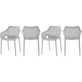 Meridian Furniture Mykonos Outdoor Patio Arm Dining Chair - Grey - Outdoor Furniture