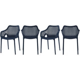 Meridian Furniture Mykonos Outdoor Patio Arm Dining Chair - Navy - Outdoor Furniture