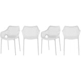 Meridian Furniture Mykonos Outdoor Patio Arm Dining Chair - White - Outdoor Furniture